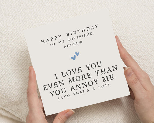 Birthday Card for Boyfriend, Funny Birthday Card for Him, Personalised Birthday Card, I Love You Card, Cute Birthday Card for Men