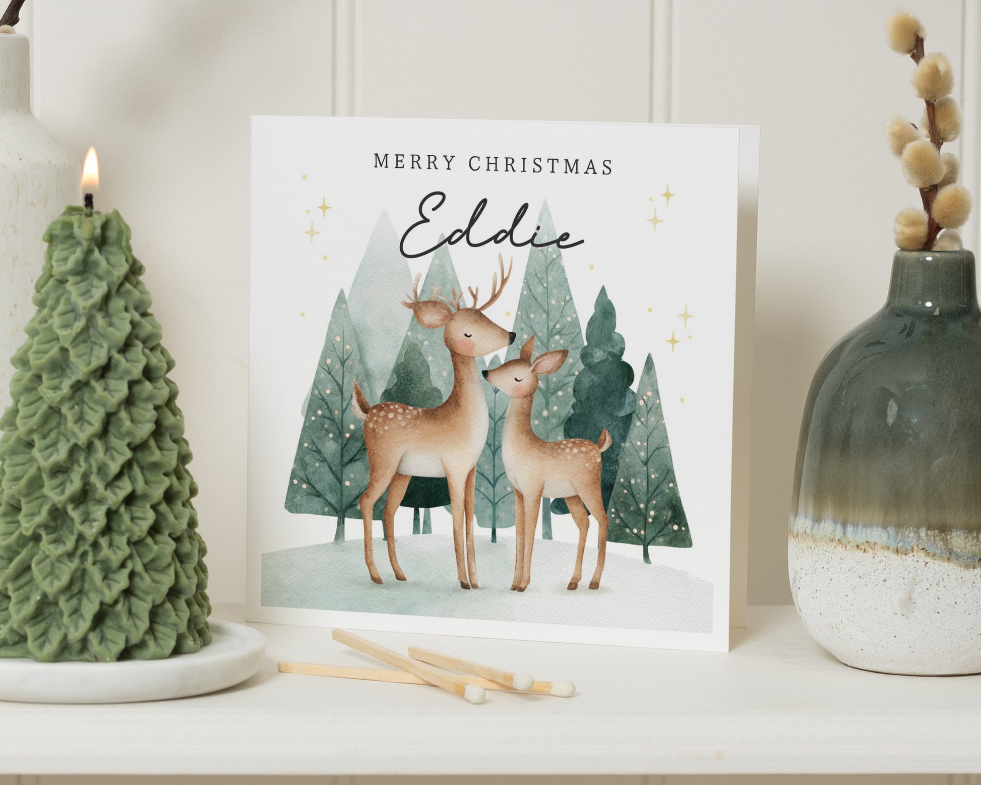 Personalised Christmas Card, Reindeer Christmas Card, Christmas Card for Her, Cute Christmas Card, Christmas Card for Daughter