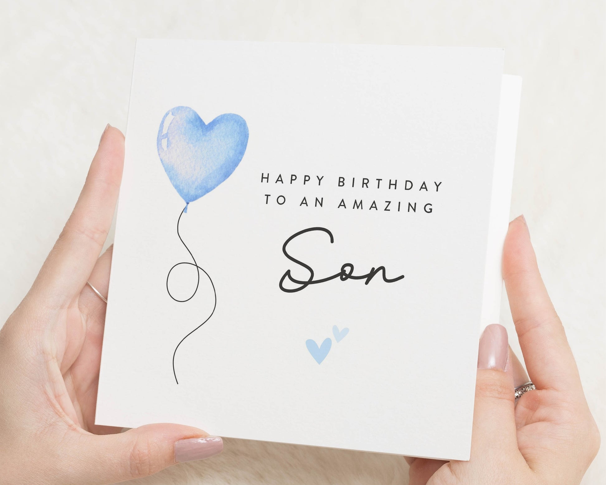 Birthday Card for Son, Son Birthday Card, Birthday Card for Him, Personalised Birthday Card, Cute Birthday Card for Boy, Blue Heart Card