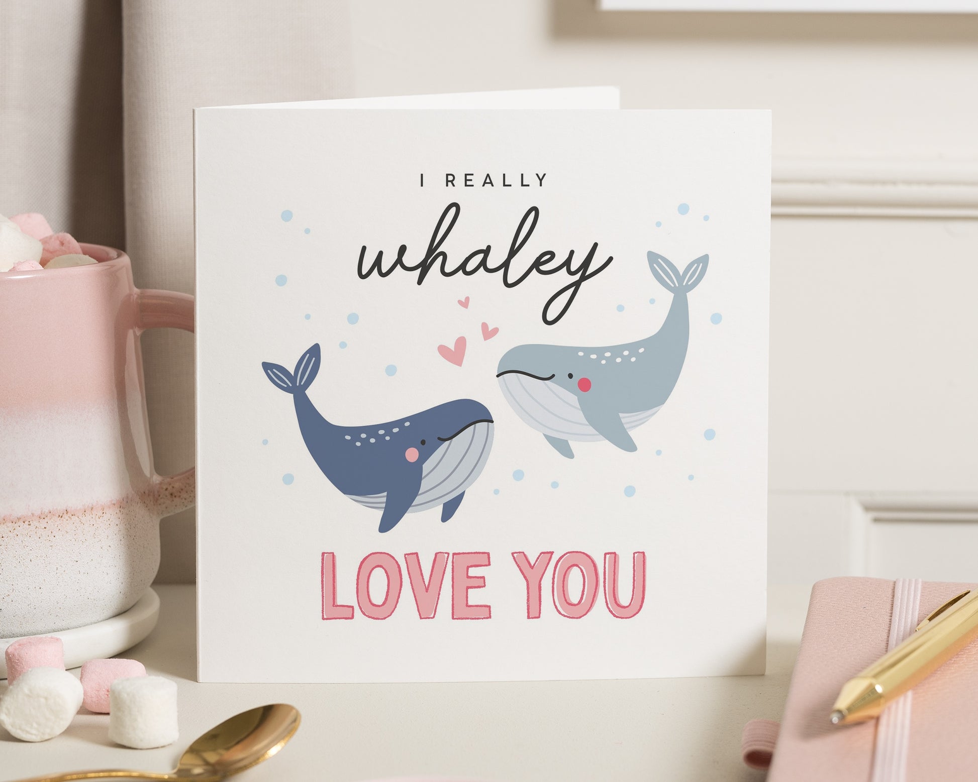 Funny Whale Card, I Really Whaley Love You Card, Cute Pun Card, Anniversary Card, Valentines Day Card, Card for Him or Her