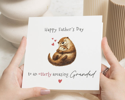 Fathers Day Card for Grandad, Otter Card, Cute Fathers Day Card, Pun Card for Grandad, Animal Fathers Day Card, Illustration Card