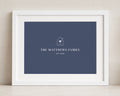 Personalised Family Name Print, Navy Blue Wall Art, New Home Gift, House Warming Gift, Minimalist Family Wall Art, White Framed Print