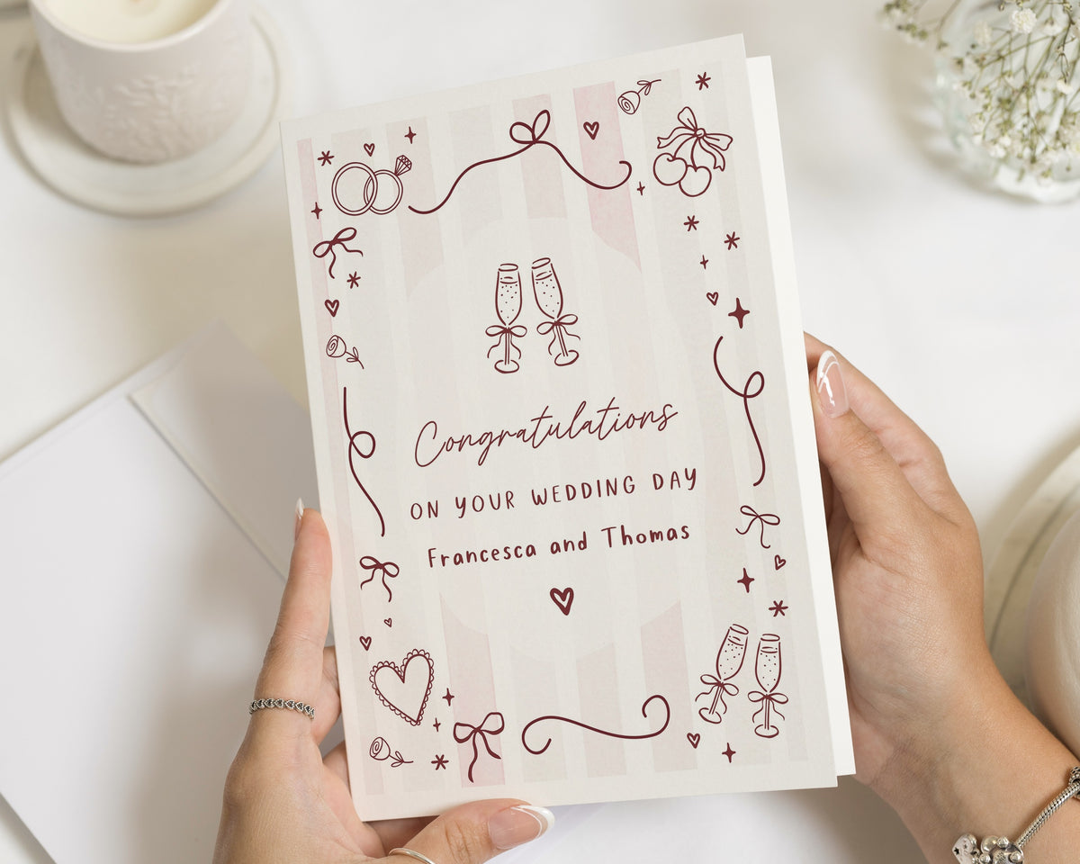 Wedding Card, Personalised Wedding Card, Congratulations Wedding Card, Wedding Day Card, Card for Bride and Groom, Keepsake Card