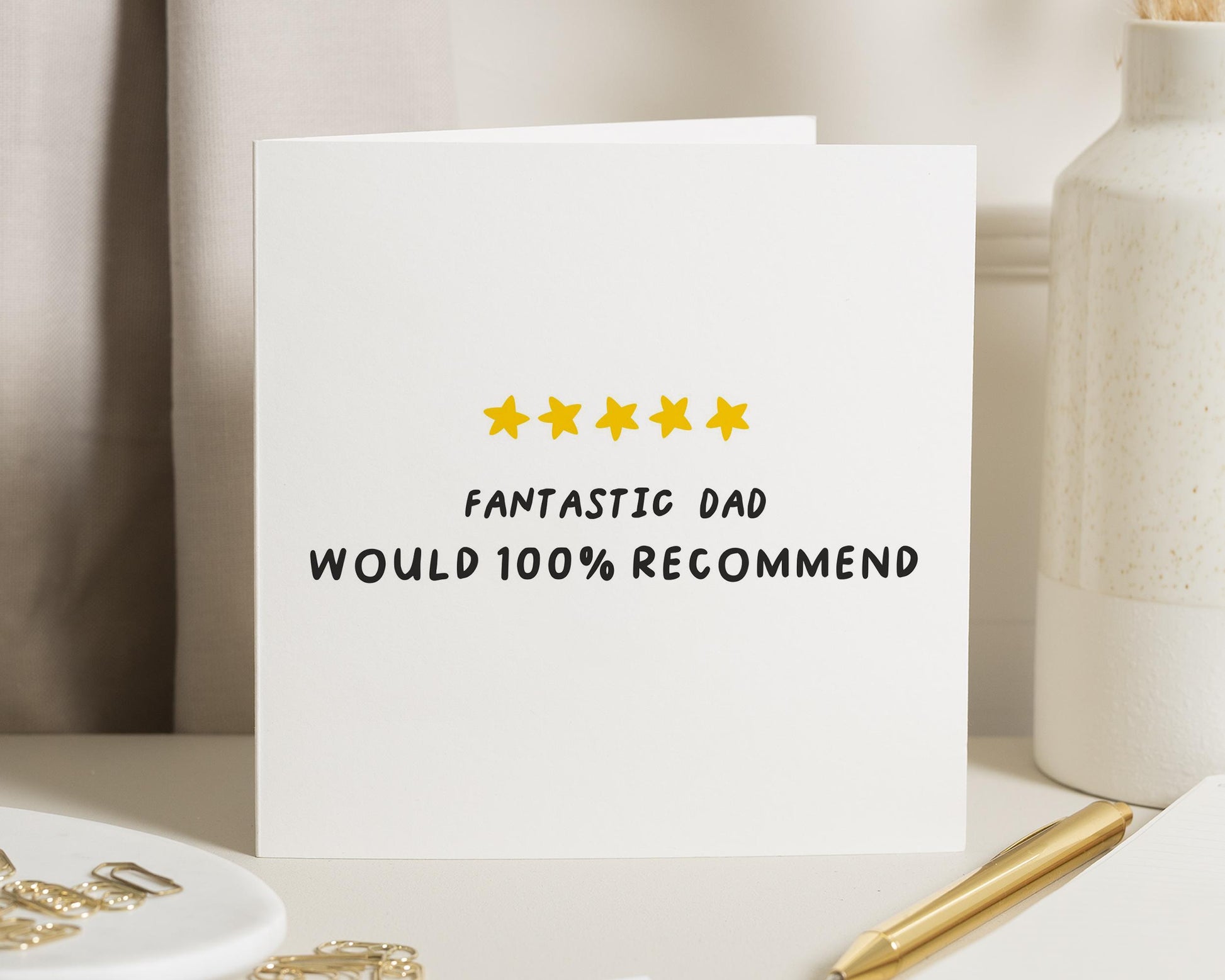 Birthday Card for Dad, Funny Dad Birthday Card, Fathers Day Card, Card for Him, Five Star Dad Card, Dad Card from Son or Daughter