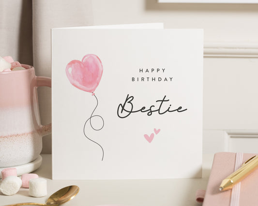 Birthday Card for Friend, Best Friend Birthday Card, Bestie Birthday Card, Birthday Card for Her, Cute Birthday Card, Heart Balloon Card