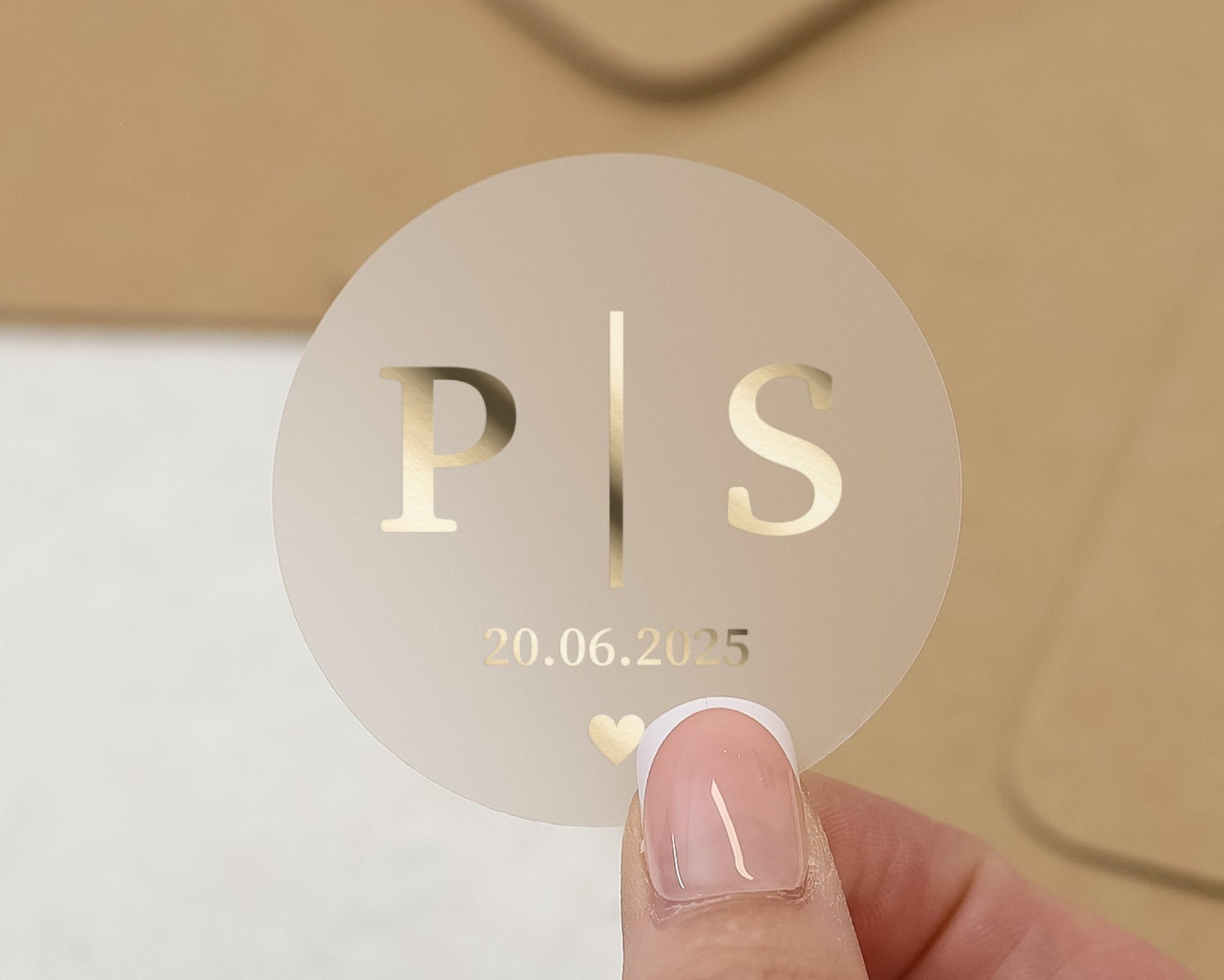 Personalised Wedding Sticker, Gold Foil Initials Sticker, Custom Date Sticker, Wedding Envelope Seal, Wedding Sticker