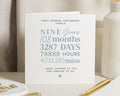 Anniversary Card, Nine Year Anniversary Card, Personalised Anniversary Card, Wedding Anniversary Card, Romantic Card for Husband Wife