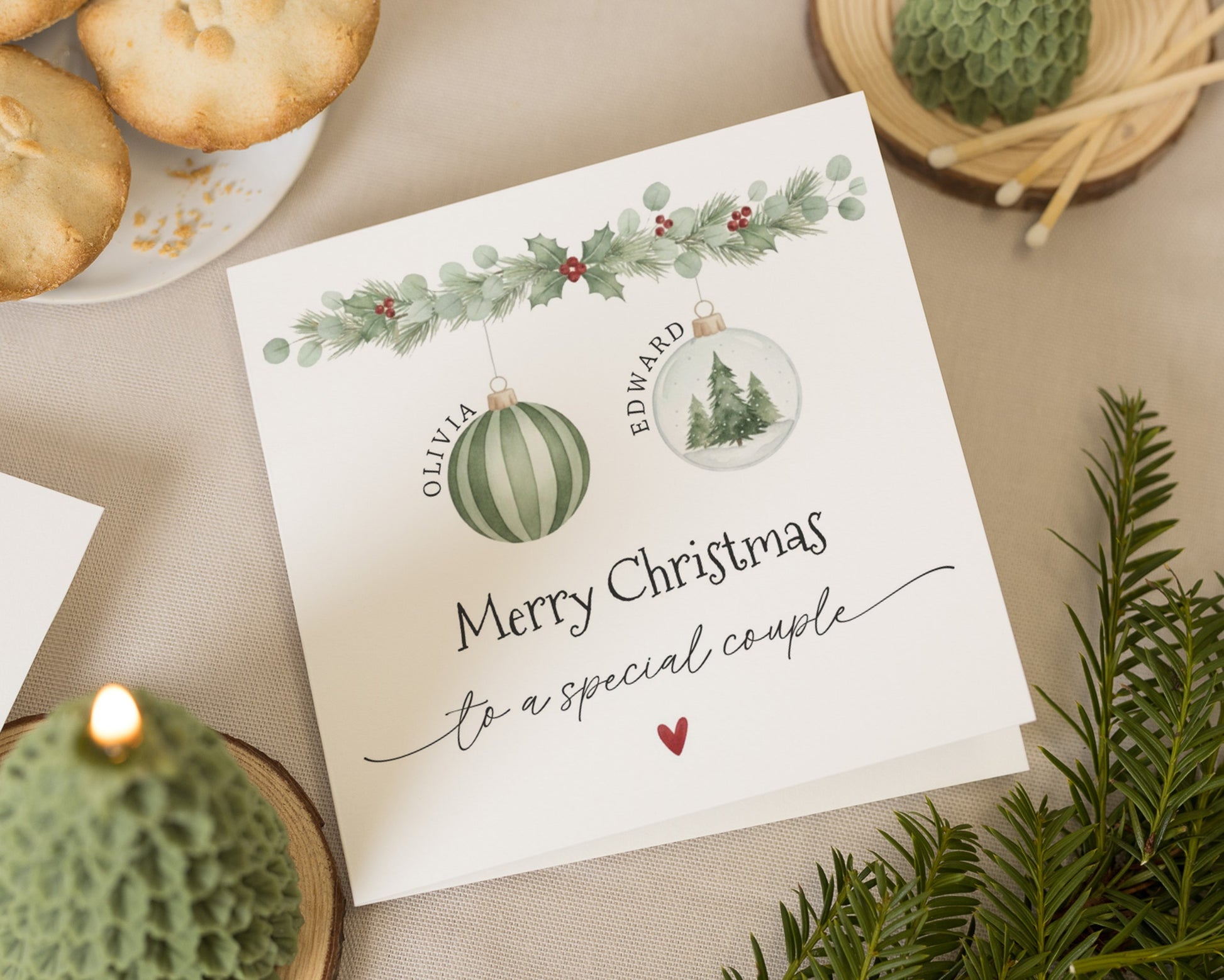 Christmas Card for Couple, Personalised Merry Christmas Card, Special Couple Christmas Card, Custom Christmas Card for Him and Her