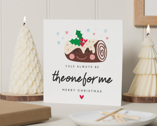 Christmas Card for Partner, Funny Christmas Card for Him, Cute Christmas Card for Her, Yule Log Card, Romantic Christmas Card