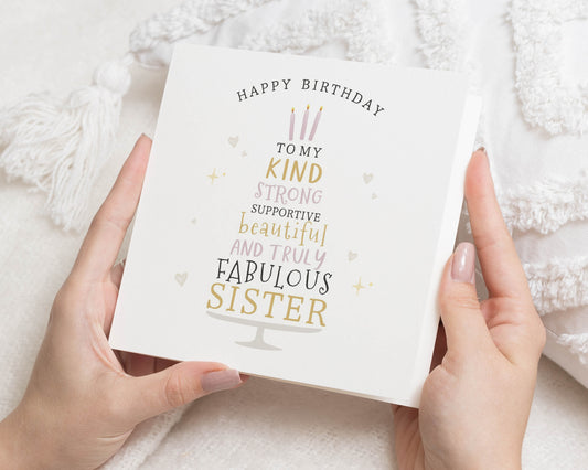 Birthday Card for Sister, Fabulous Sister Birthday Card, Birthday Card for Her, Personalised Birthday Card, Cute Birthday Card for Women
