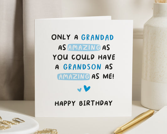 Birthday Card for Grandad, Grandson Birthday Card, Birthday Card from Grandson, Birthday Card for Him, Grandad Birthday Card