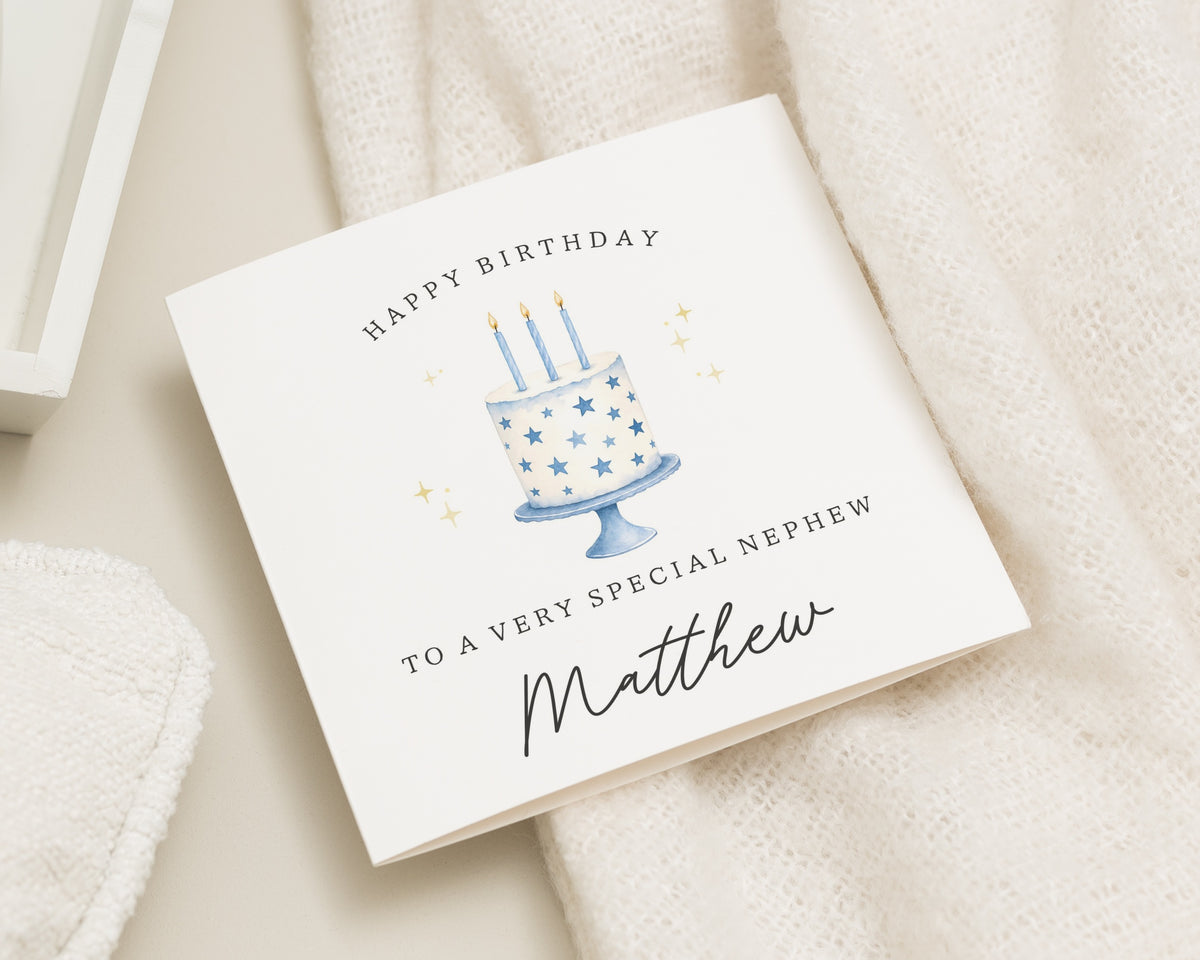 Birthday Card for Nephew, Personalised Nephew Birthday Card, Birthday Card for Boy, Special Nephew Card, Cake Birthday Card