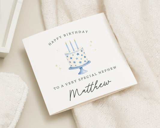Birthday Card for Nephew, Personalised Nephew Birthday Card, Birthday Card for Boy, Special Nephew Card, Cake Birthday Card