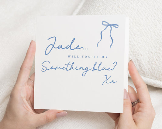 Will You Be My Something Blue Card, Personalised Bridal Party Card, Bridesmaid Proposal Card, Wedding Card, Custom Name Card