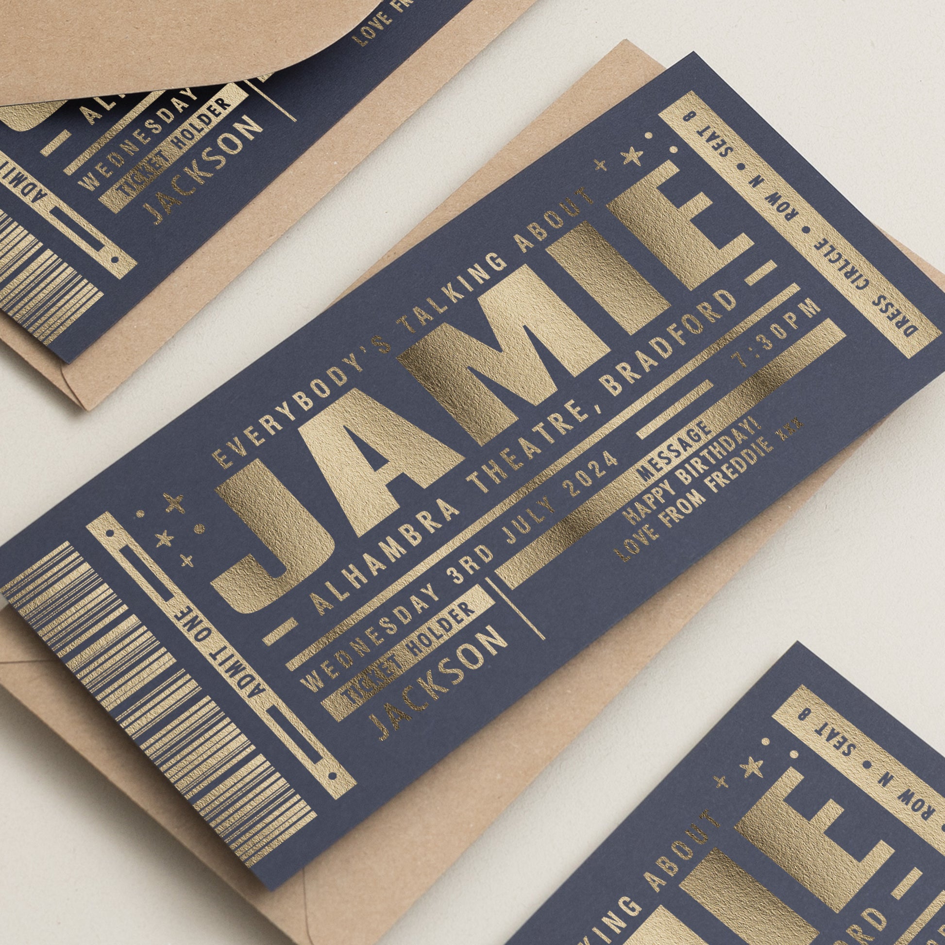 Everyone&#39;s Talking About Jamie Musical Surprise Gift Ticket, Personalised Theatre Ticket, Memorabilia, Surprise Ticket Keepsake, Broadway