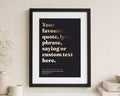 Personalised Gold Foil Lyrics Print, Black Wall Art, First Dance Song Print, Wedding Gift, Anniversary Gift for Couple