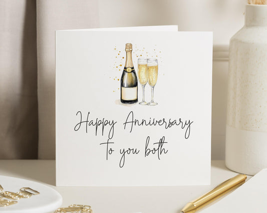 Anniversary Card for Couple, Happy Anniversary Card, Card for Both, Champagne Anniversary Card, Personalised Anniversary Card
