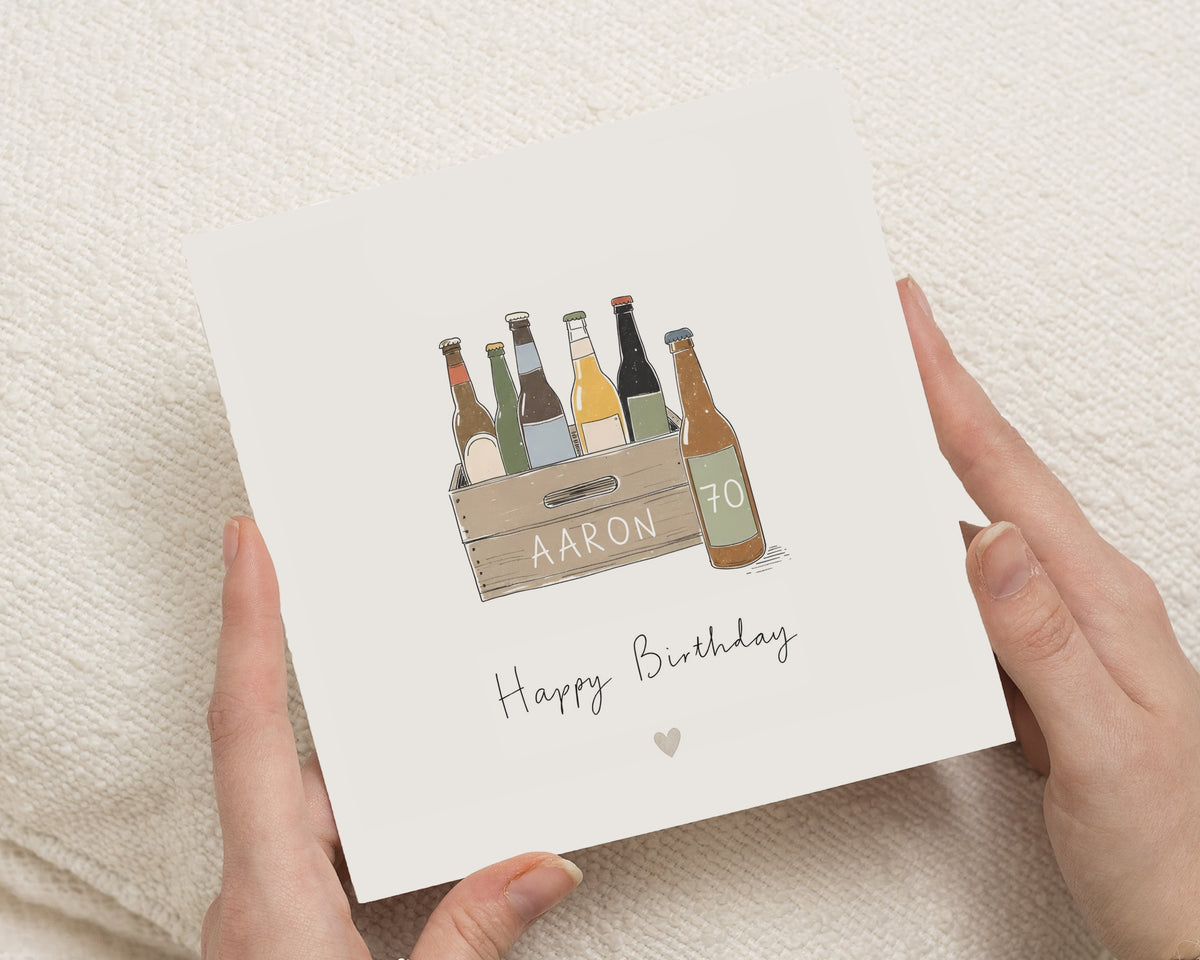 70th Birthday Card for Him, Personalised Birthday Card, Beer Birthday Card, Birthday Card for Dad, Grandad, Husband and Friend