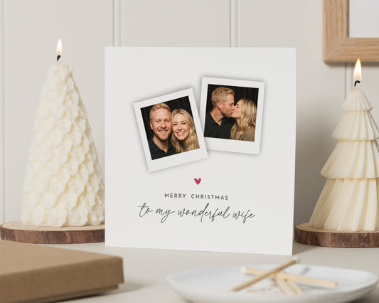 Christmas Card for Wife, Wife Christmas Card, Personalised Photo Christmas Card, Romantic Christmas Card for Her, Xmas Card for Wife