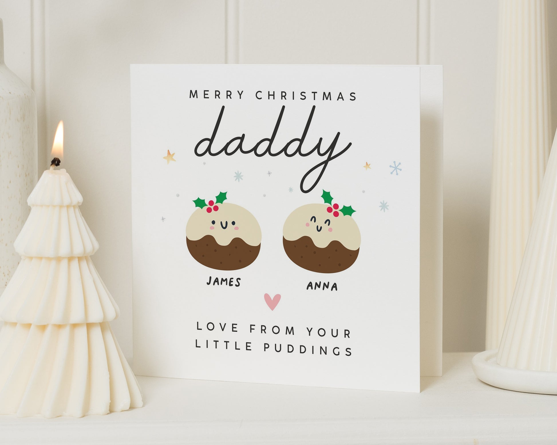 Christmas Card for Daddy, Personalised Daddy Christmas Card, Cute Christmas Card from Kids, Daddy Christmas Card, Pudding Card