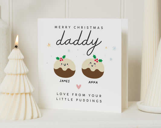 Christmas Card for Daddy, Personalised Daddy Christmas Card, Cute Christmas Card from Kids, Daddy Christmas Card, Pudding Card