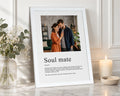 Personalised Soul Mate Photo Print, Custom Print From Your Photo, Anniversary Gift for Couple, Romantic Bedroom Wall Art