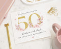 50th Anniversary Card, Personalised Golden Wedding Card, Floral Anniversary Card, Custom 50th Anniversary Card, Printed Metallic Effect Card