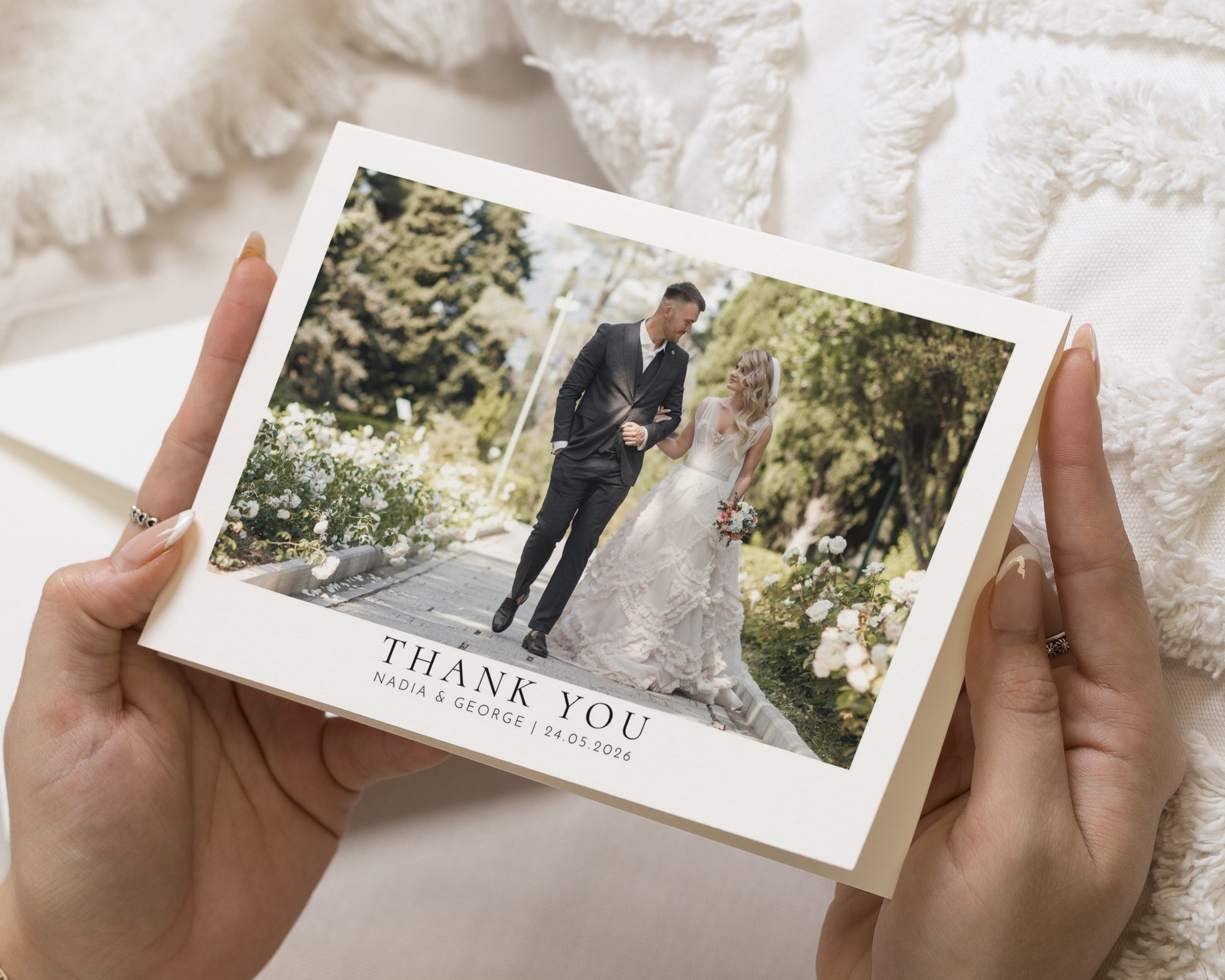 Personalised Wedding Thank You Cards, Photo Wedding Thank You Card, Simple Folded Thank You Cards, Thank You Card for Wedding