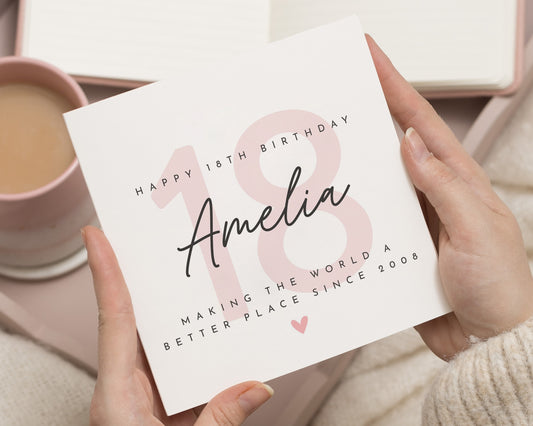 18th Birthday Card, Personalised Birthday Card for Her, Daughter 18th Birthday, Custom Name Card