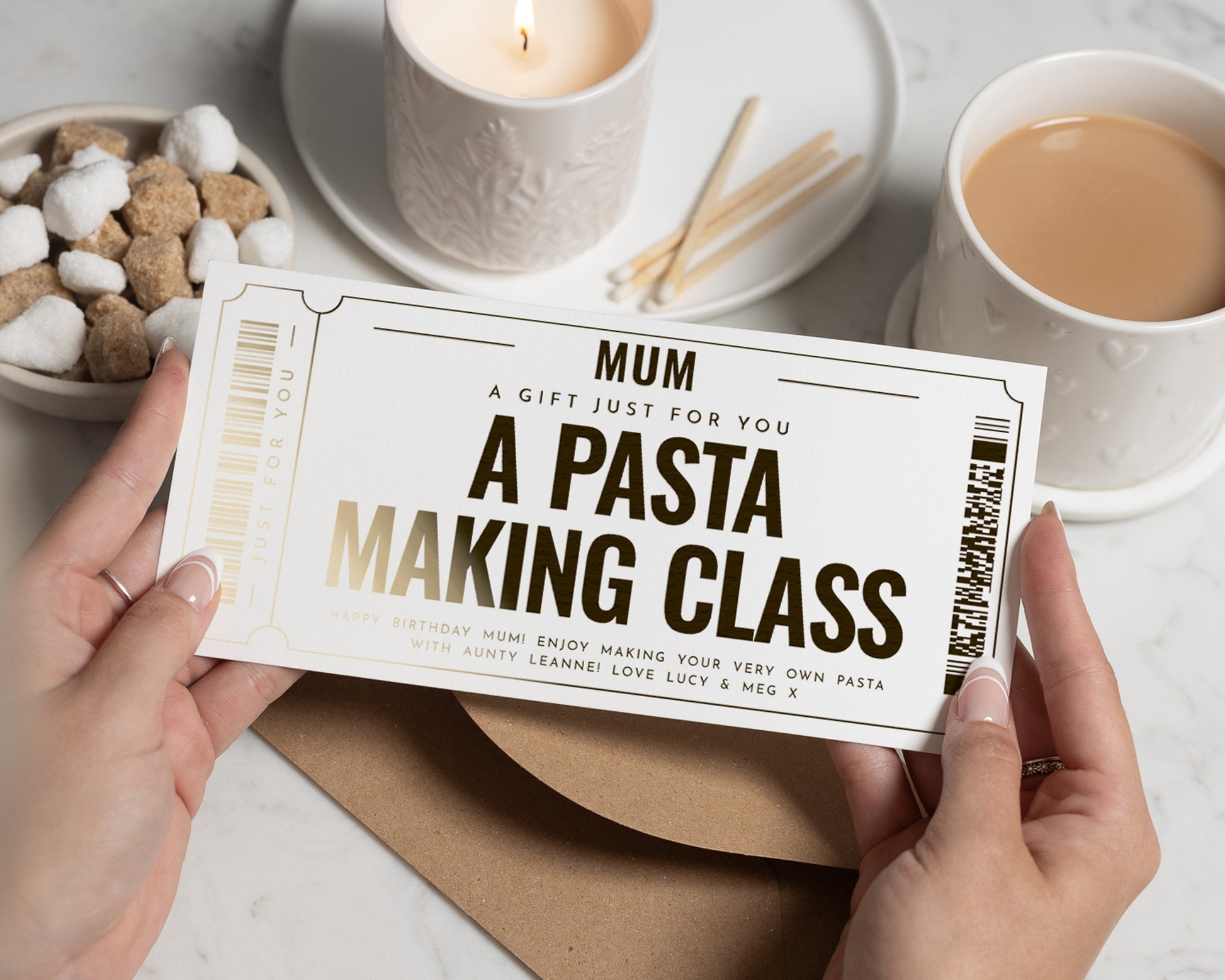 Mum Birthday Gift Voucher, Pasta Making Class Voucher, Personalised Experience Gift for Her, Cooking Class Gift Voucher