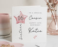 16th Birthday Card for Cousin, Personalised Sixteenth Birthday Card, Birthday Card for Her, Custom Girl Birthday Card, Simple Card