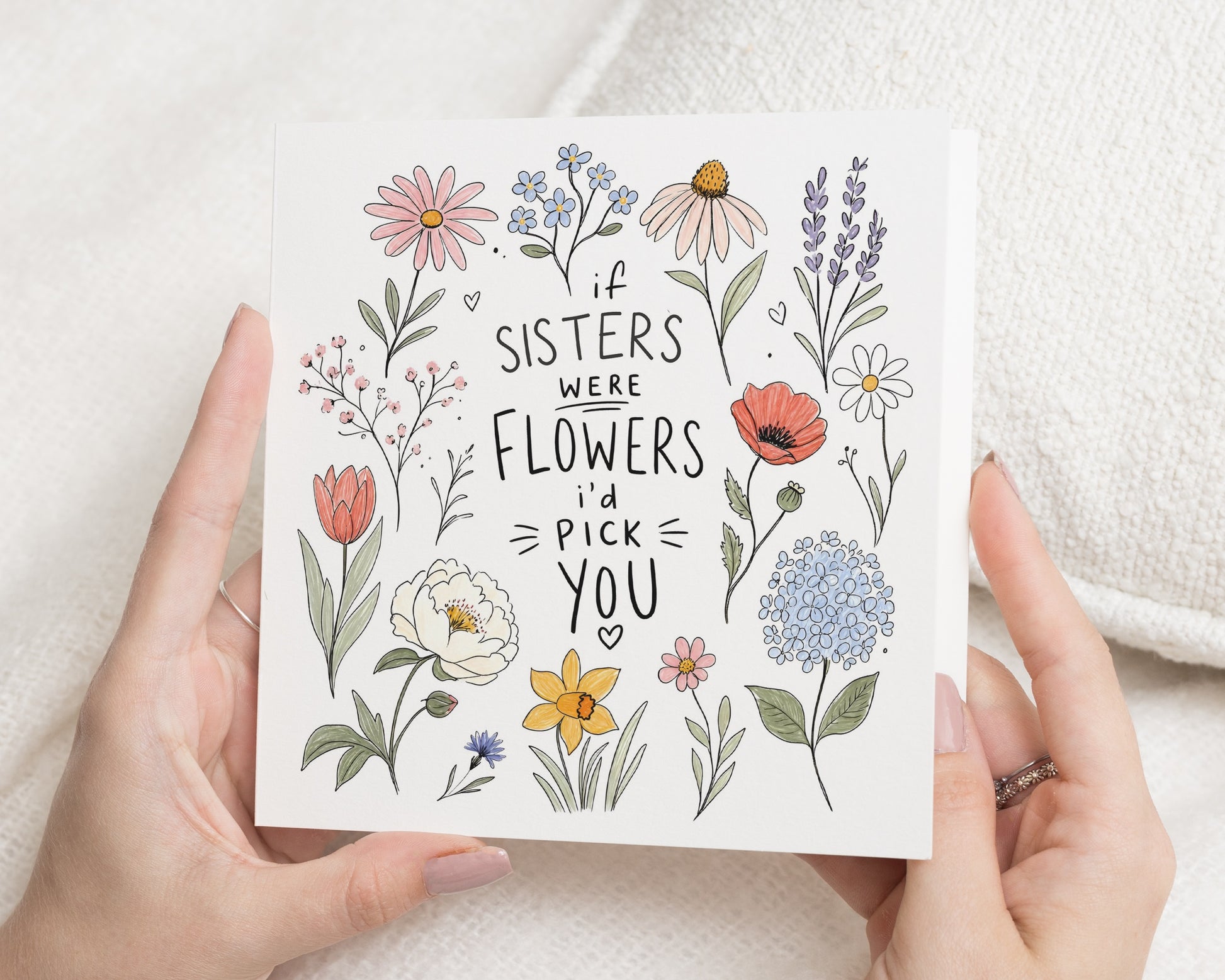 Birthday Card for Sister, Sister Birthday Card, Floral Sister Card, Thinking of You Card for Sister, If Sisters Were Flowers Card