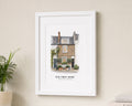 Personalised First Home Print, House Illustration Wall Art, New Home Gift, House Warming Gift, Address Date Print, White Frame