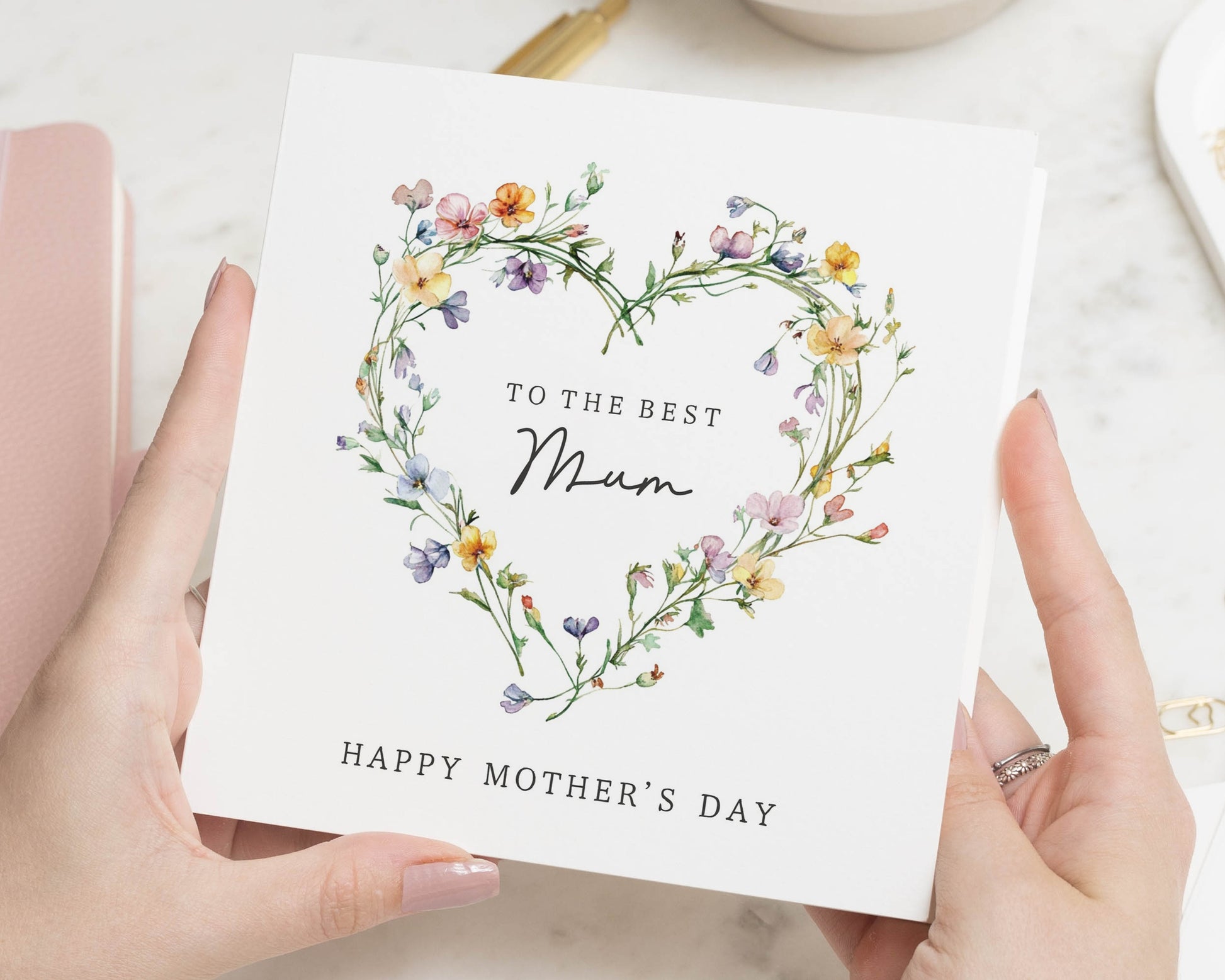 Mothers Day Card, To The Best Mum Card, Floral Mothers Day Card, Happy Mothers Day Card, Personalised Card for Mum, Card for Her
