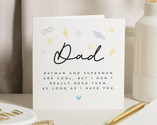 Birthday Card for Dad, Dad Birthday Card, Birthday Card for Him, Superhero Dad Card, Cute Birthday Card for Dad, Card from Son or Daughter