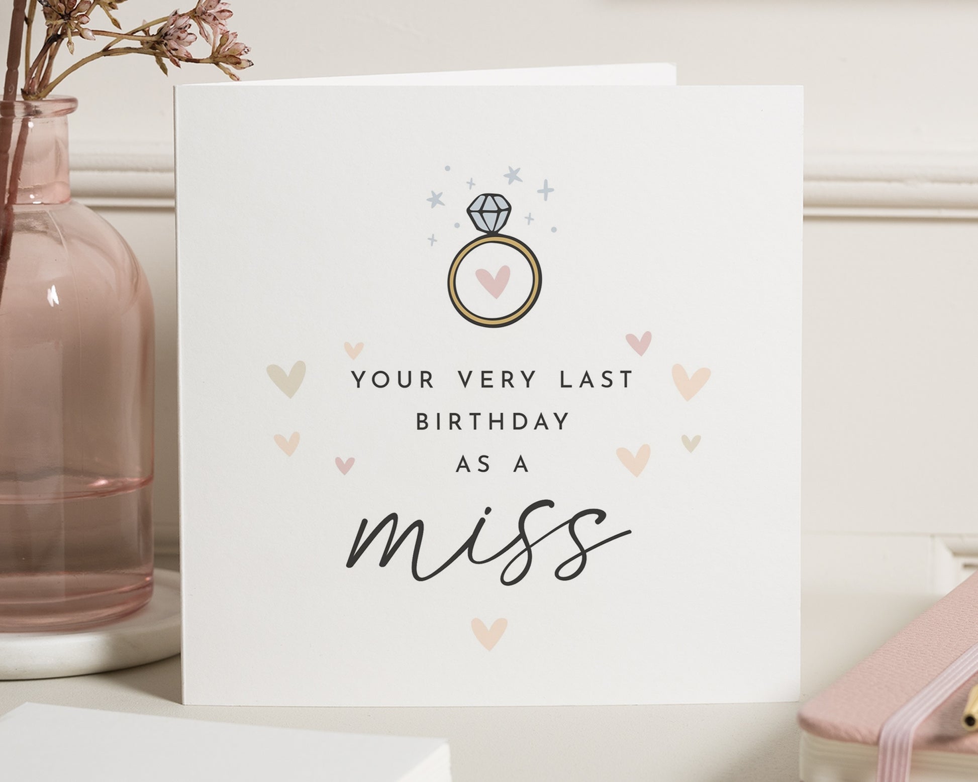Birthday Card for Fiancée, Last Birthday as a Miss Card, Engagement Birthday Card, Birthday Card for Her, Personalised Birthday Card