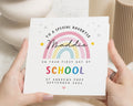 First Day of School Card for Daughter, Personalised Rainbow Card, Special Daughter School Card, Custom Name Card, Good Luck Card