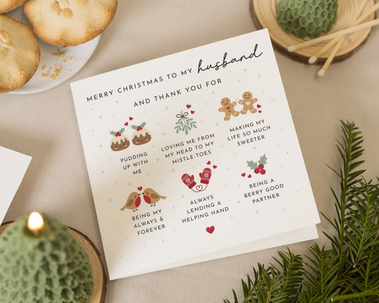 Christmas Card for Husband, Husband Christmas Card, Funny Christmas Card for Him, Personalised Christmas Card, Cute Xmas Card for Husband