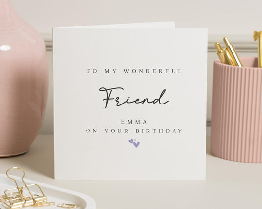 Birthday Card for Friend, Personalised Friend Birthday Card, Birthday Card for Her, Custom Name Birthday Card, Simple Birthday Card