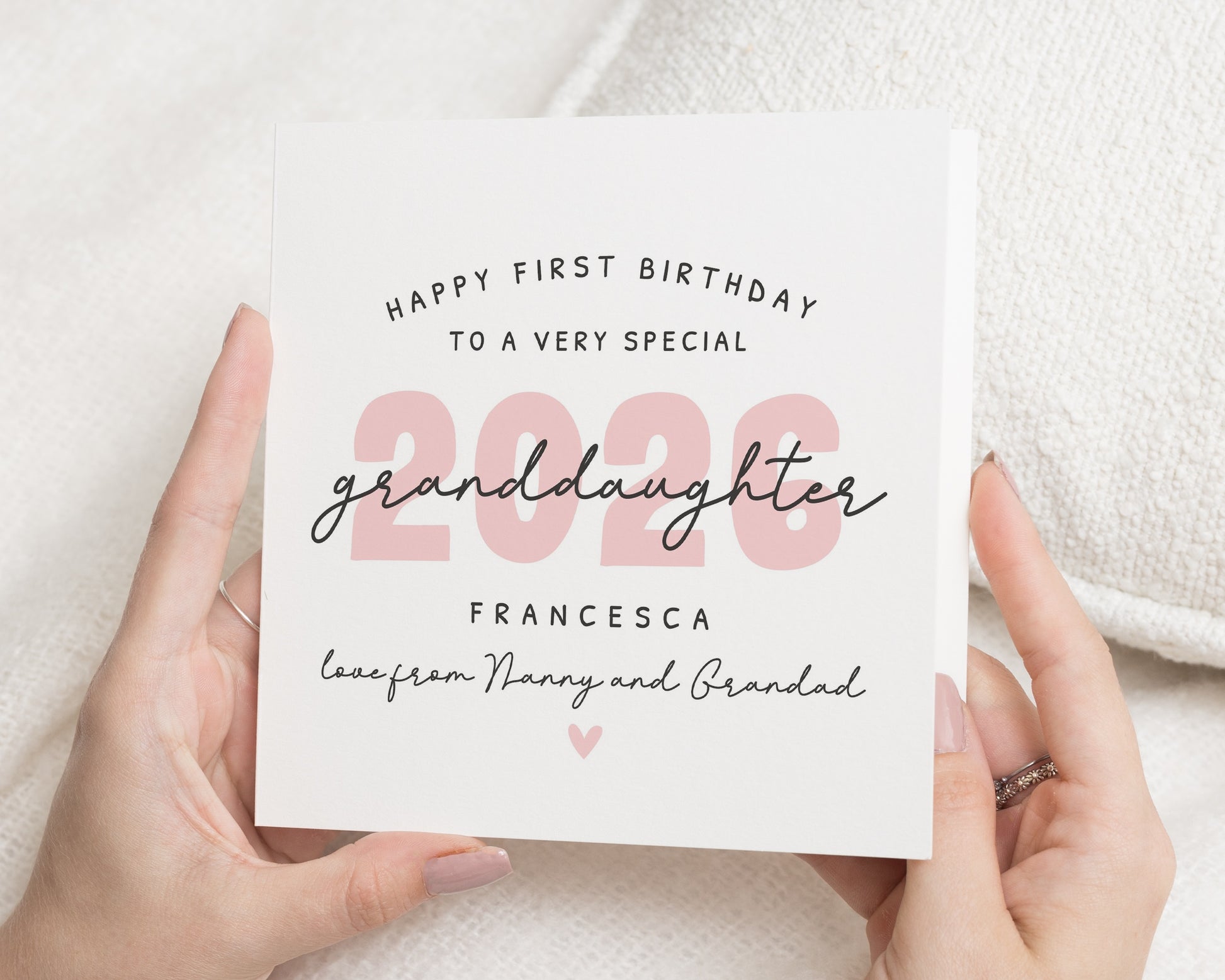 First Birthday Card for Granddaughter, 1st Birthday Card for Girl, Personalised Granddaughter Birthday Card, From Nanny Grandad