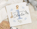 1st Birthday Card, Personalised Safari Birthday Card, Birthday Card for Boy, Birthday Card for Girl, Cute Animal Birthday Card