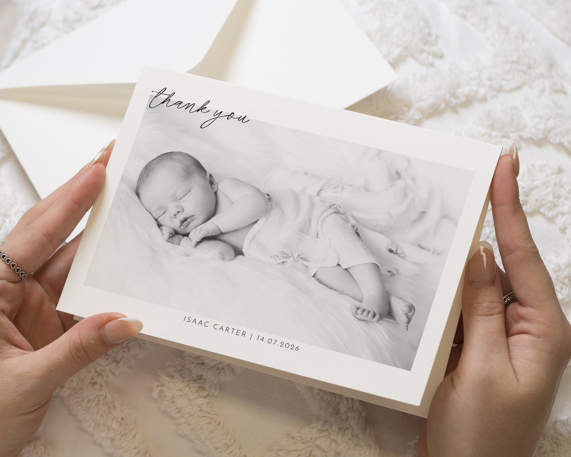 Personalised Baby Thank You Cards, Photo Baby Thank You Card, Birth Announcement Card, Minimal Thank You Cards for Baby, New Baby Card