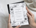 Black and White Floral Wedding Invitations, Elegant Botanical Wedding Invite, Personalised Minimalist Invitation Suite