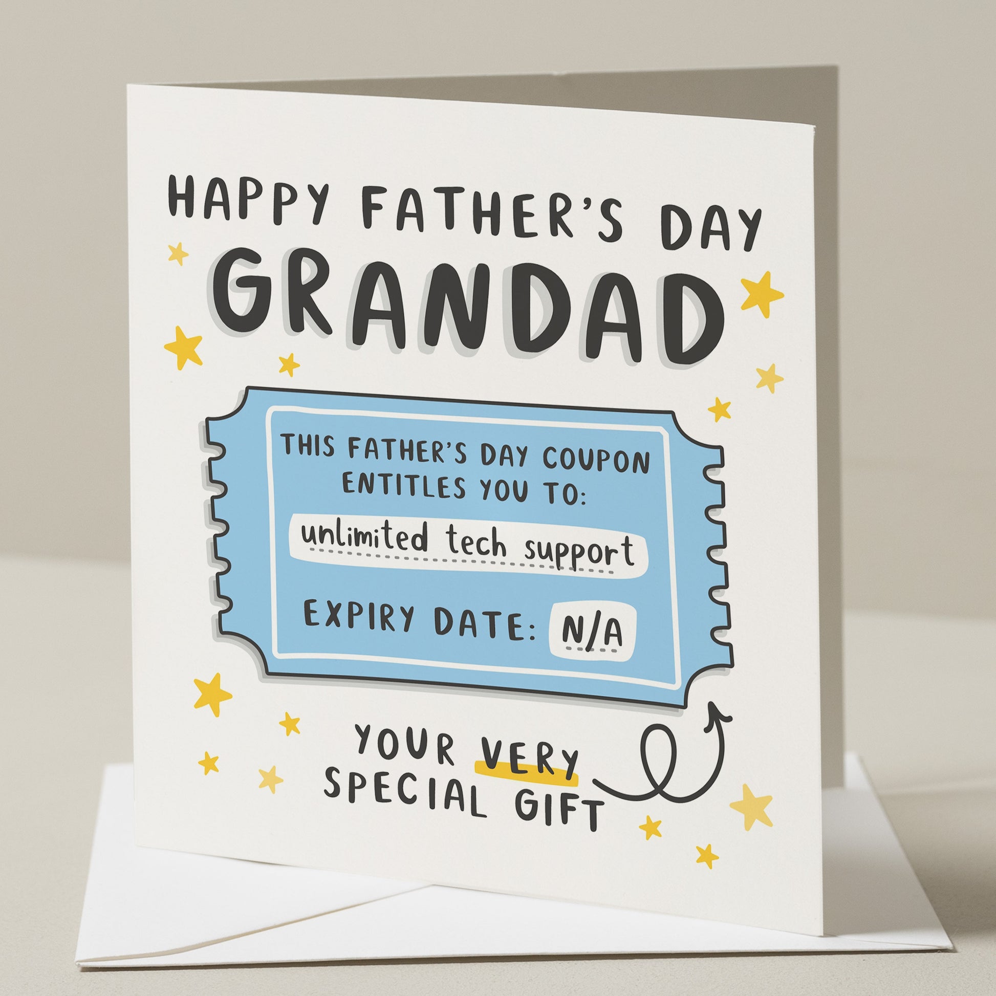 Funny Grandad Fathers Day Card, Joke Grandad Card, Tech Support Funny Card, Father&#39;s Day Gift For Grandad, Cute Fathers Day Card, Funny Gift