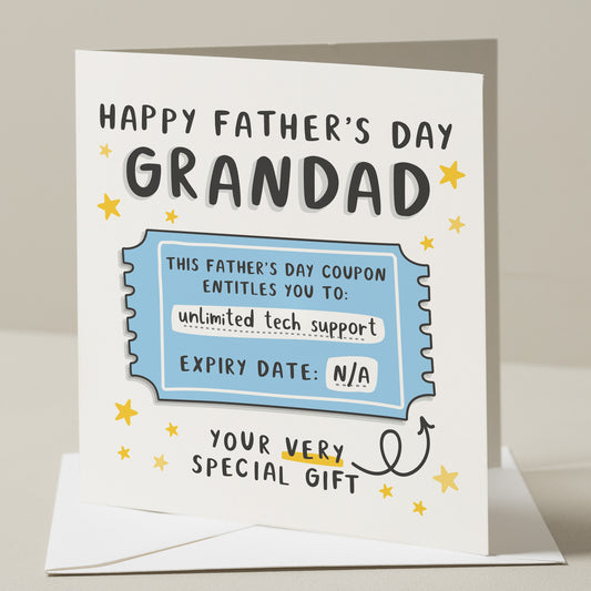 Funny Grandad Fathers Day Card, Joke Grandad Card, Tech Support Funny Card, Father&#39;s Day Gift For Grandad, Cute Fathers Day Card, Funny Gift