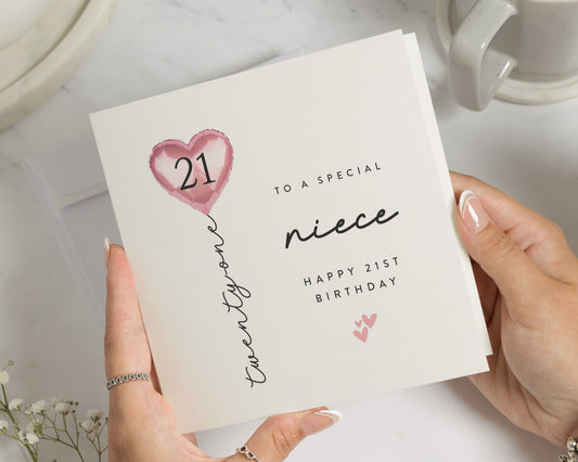 21st Birthday Card for Niece, Niece 21st Birthday Card, Birthday Card for Her, 21st Birthday Cards, Personalised Birthday Card