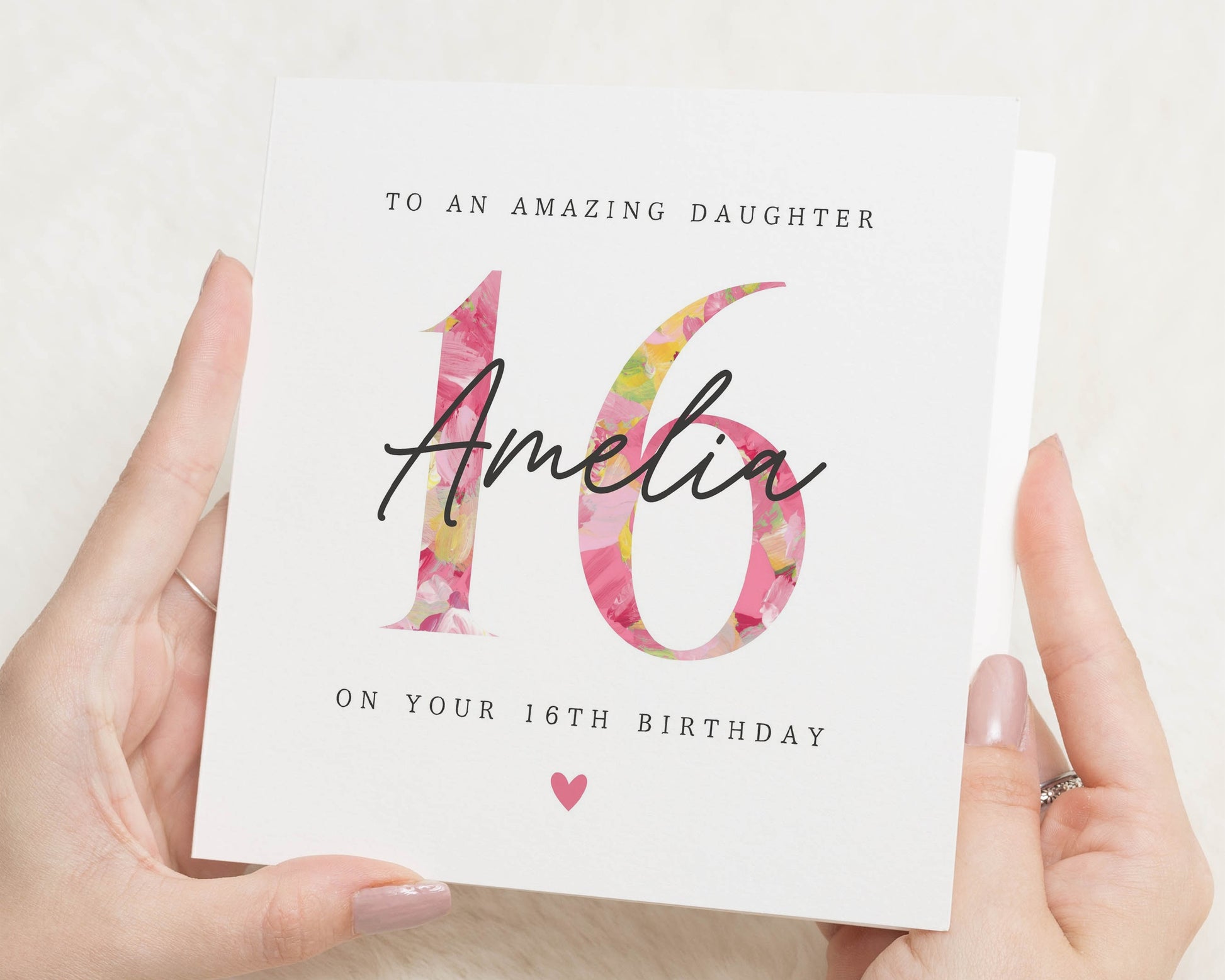 Personalised 16th Birthday Card for Daughter, 16th Birthday Card for Girl, Sweet 16 Birthday Card, Floral Daughter Card, Card for Her