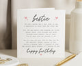 Birthday Card for Best Friend, Bestie Birthday Card, Birthday Card for Her, Poem Birthday Card, Cute Birthday Card, Friend Birthday Card