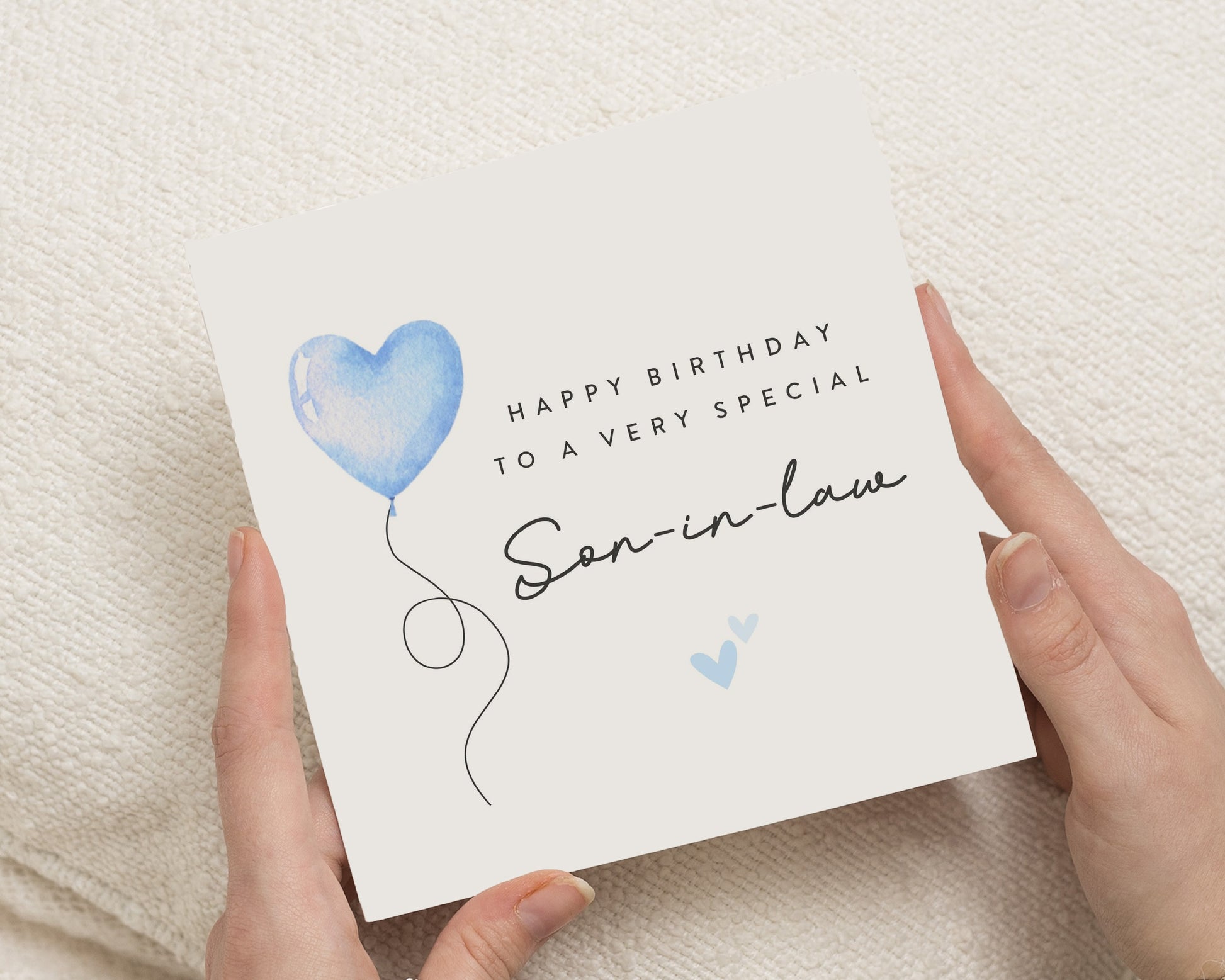 Son in Law Birthday Card, Birthday Card for Son in Law, Special Son in Law Card, Cute Birthday Card for Him, Blue Heart Balloon Card