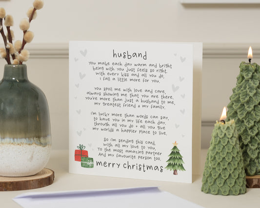 Christmas Card for Husband, Husband Christmas Card, Romantic Christmas Card for Him, Poem Christmas Card, Xmas Card for Husband